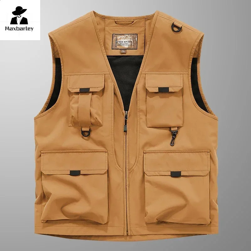 Outdoor Casual Vest Mens Autumn MultiPocket Breathable Sports Sleeveless Jacket Fashion Pographer n Fishing 250822