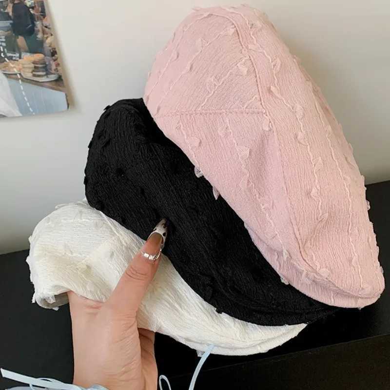 2025 New Ladies Beret with Retro Frayed Edges Small and Sweet Duckbill Hat Japanese and Korean Fashion Artist Hat XJ250823