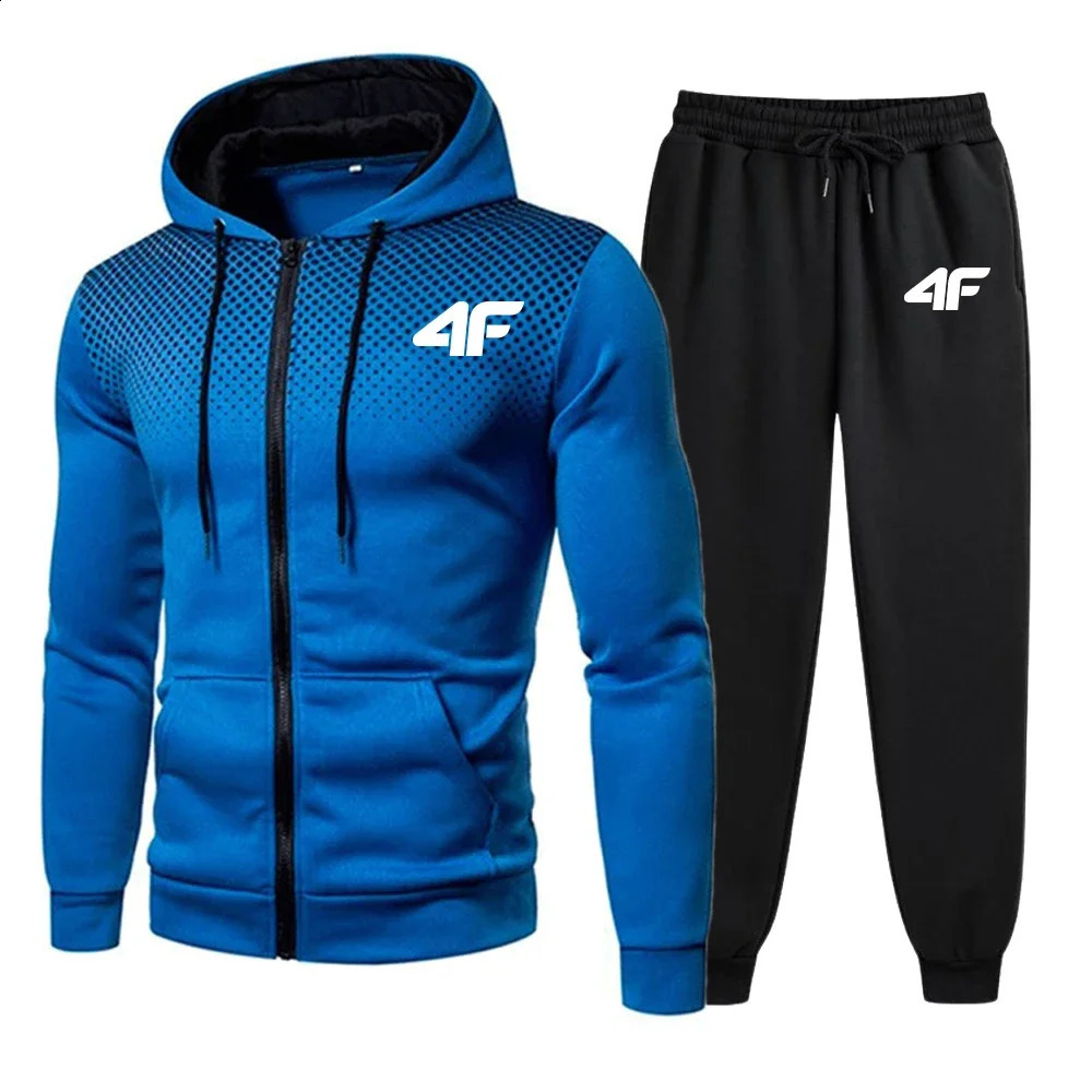 Sweat à glissière à fermeture à glissière à fermeture à glissière décontractée à capuche pour hommes et pantalons de survêtement