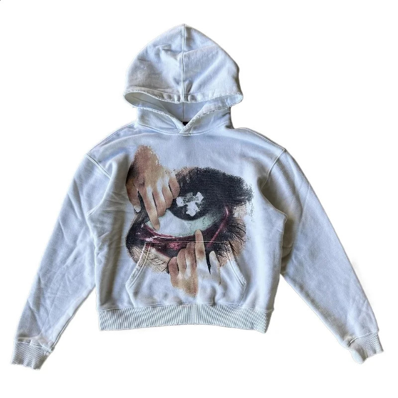Y2k rétro streetwear big yeux imprimé femmes sweat-shirt de mode hip hop goth sweat à capuche lâche pour hommes et femmes sweat-shirt 250818
