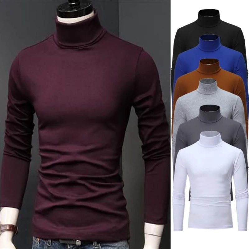2025 Man Thermal Turtleneck Casual Sleepwear Shirt S-2XL Sleeve Long Slim Coat 5colors Basic Sweater Bottom Winter250822