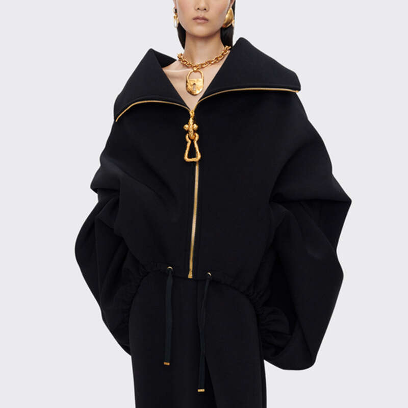 Best-seller 2025 automne nouvelle mode décontractée haut de gamme avec col rabattu et manches chauve-souris Style coréen veste courte ample pour