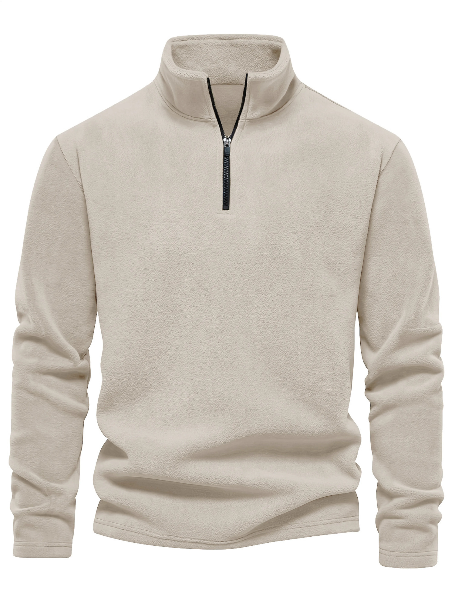 Mens autumn and winter plush long-sleeved pullover zipper sweater250822