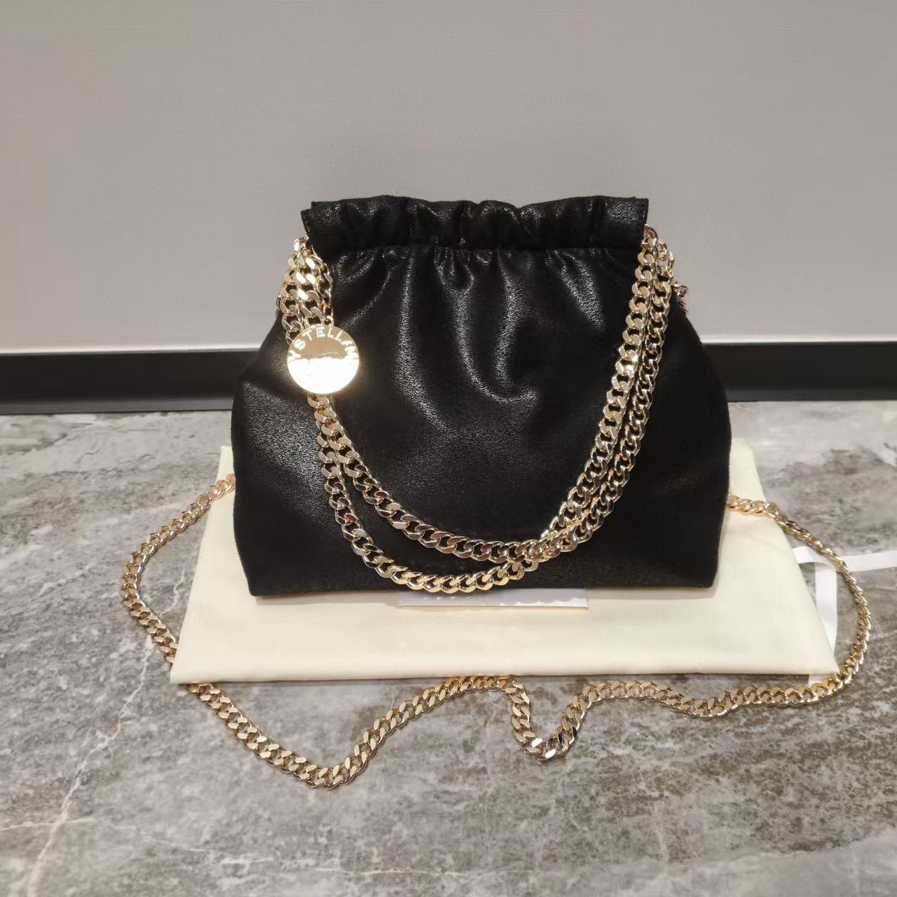 Designer Falabella Drawstring Tote Bag Crossbody Bag Grid Chain Shoulder Bag Women Chain Bucket Bag Handbags Designer Bag Large Capacity Quality Pur