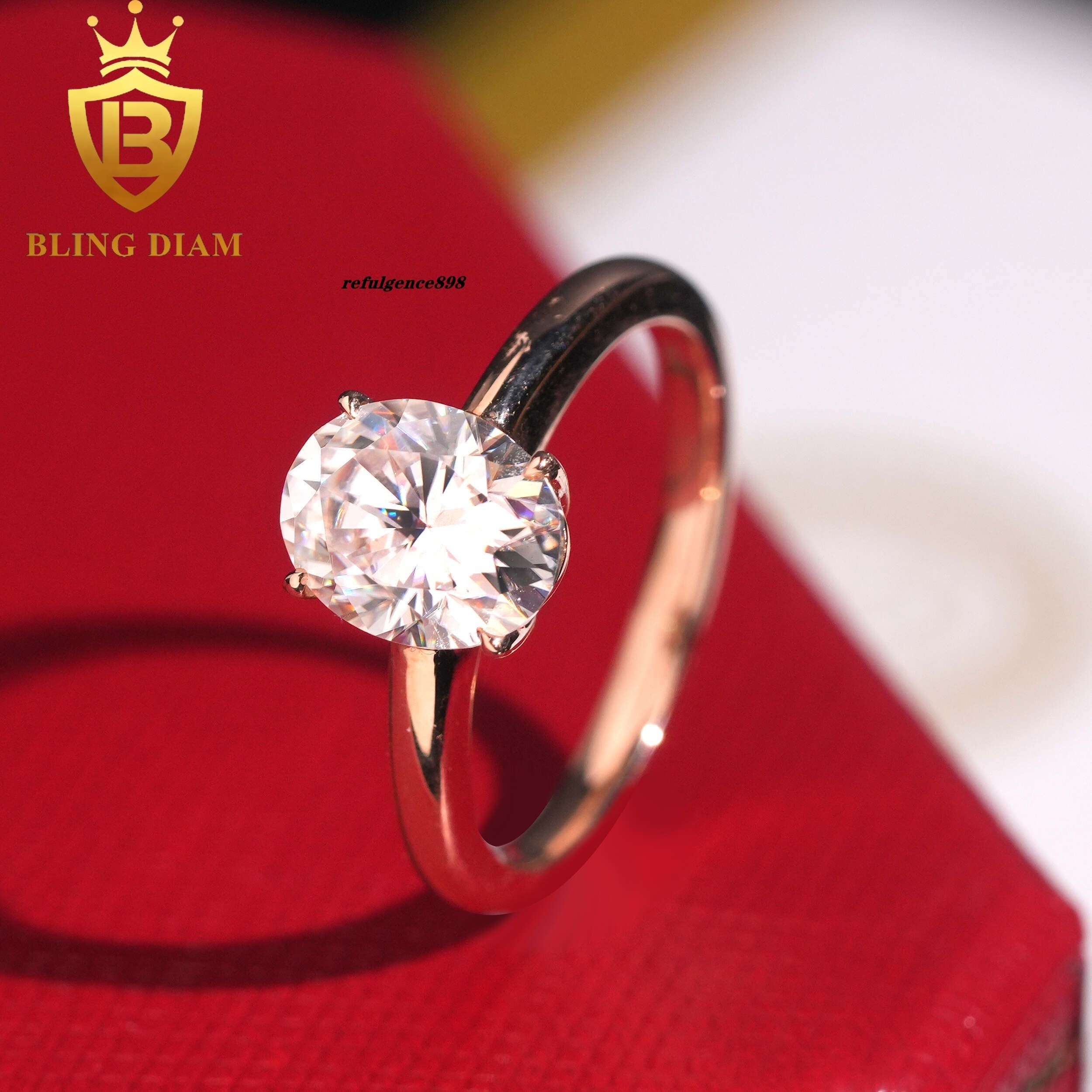 Luxury Jewelry Engagement Wedding 14K Soild Pure Gold Plated Vvs Moissanite Oval Cut 7x9mm Diamond Rings for Men Woman Gift
