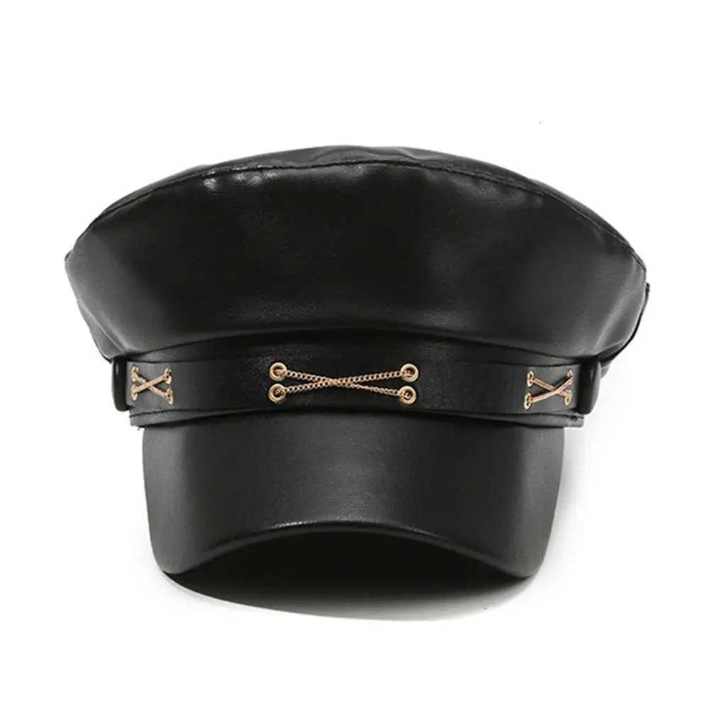 8-Sided C Outdoor Sunscreen Hat Adjustable Hat Useful Buckle PU Leather Beret Flat Top Visor Elegant Decor Casual C XJ250823