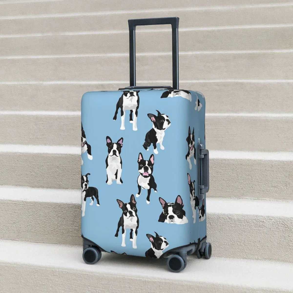 Boston Terrier Mignon chien (4) Couverture de couverture de valise Couvre-bagages de voyage élastique pour 18 à 32 pouces W250823