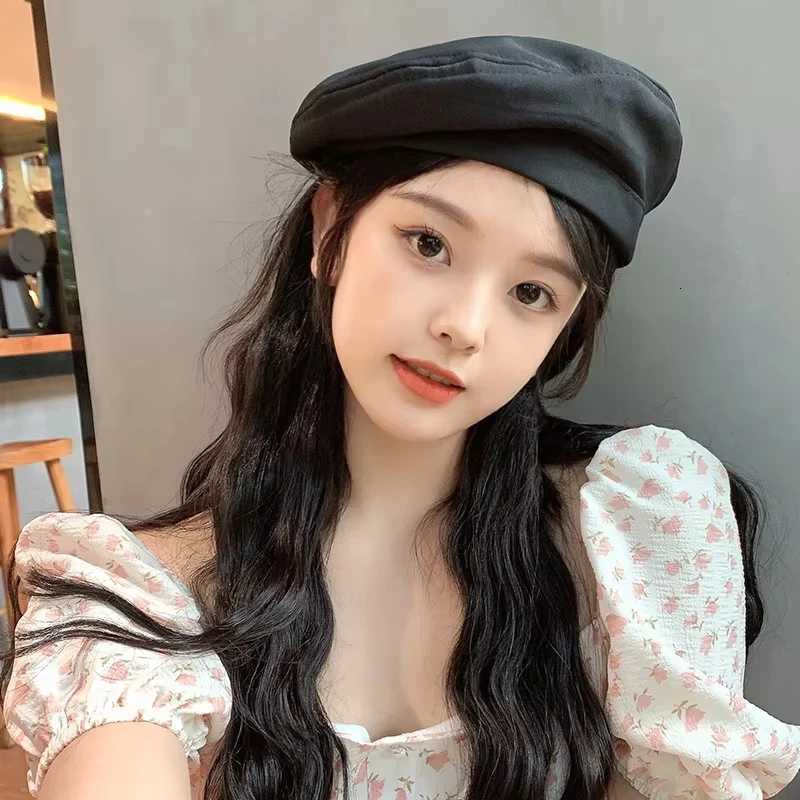 Women Cotton Beret Hat Vintage Solid Color Wild Thin Octagonal C Elegant Korean Girl Decorative Artist Painter Cs Streetwear XJ250823