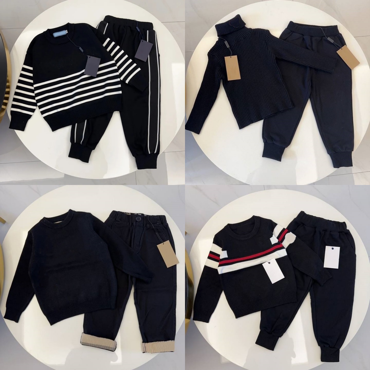 Boys Girls Sweater Pants Kids Clothing Sets Designer Toddlers Casual 2-Piece Suits Letter Printed Clothing Children Youth Pullover Sweatpants Bla-image-1072285237