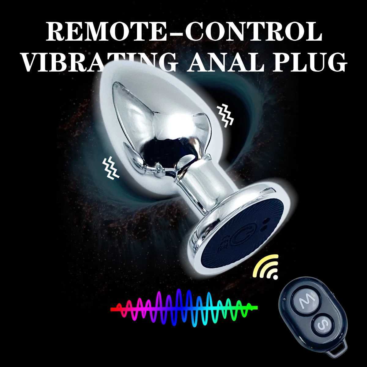 BDSM Metal Anal Plug Wireless Remote Control Vibrators Stainless Steel Vibrating Butt Plug Masturbation dildos Adult Sex Toys gbamboo_J0ZV