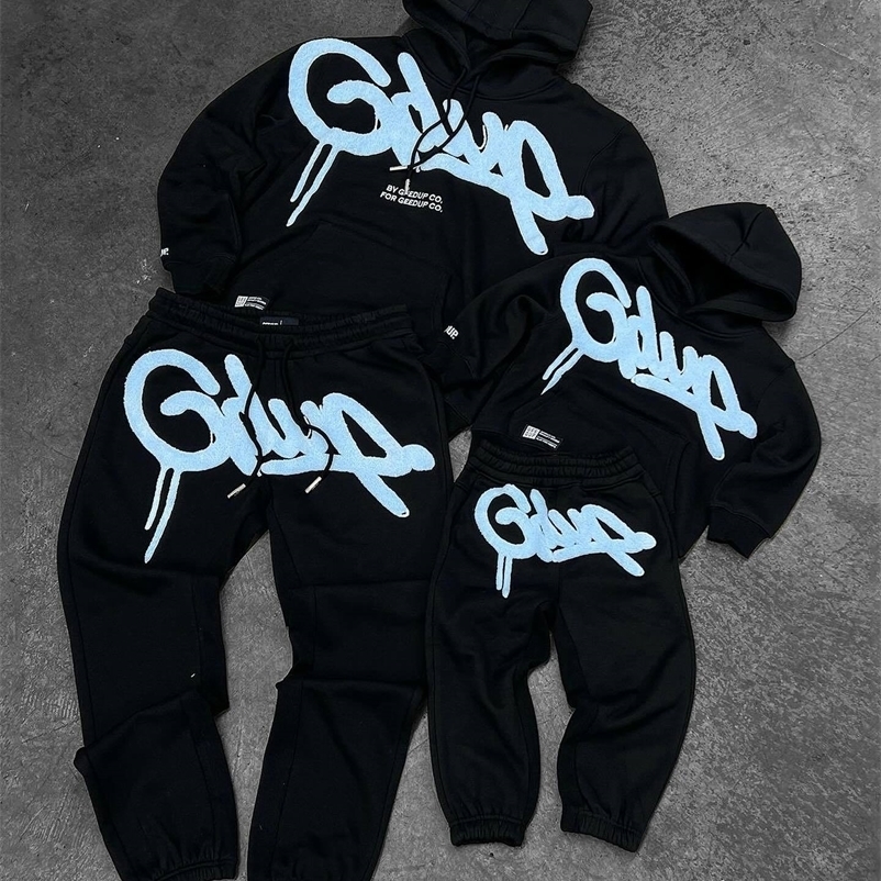 Streetwear punk rock graffiti sweat-shirt en deux pièces ensemble y2k pantalon de survêtement hip hop pantalon décontracté surdimensionné y250822