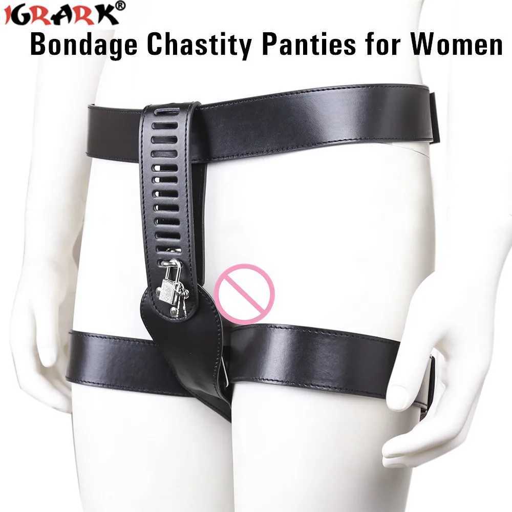 Women Sex Chastity Belt Lock Shorts Sexy Panties PU Leather Thongs Pants Restraint Bondage Bdsm Lingerie Briefs Female Underwear gbamboo_S22B