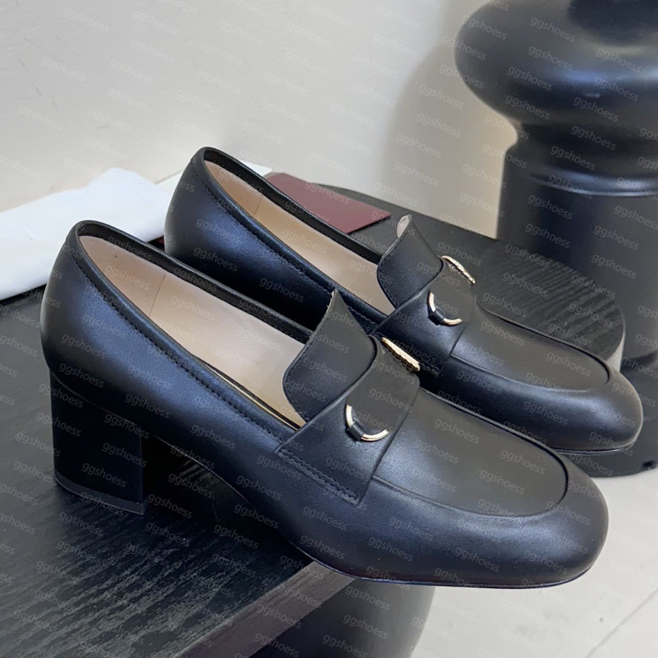 Women Loafer Pumps Luxury Designer Dress Shoes Heels Platform Top-Quality Genuine Leather Chunky Heels Loafer