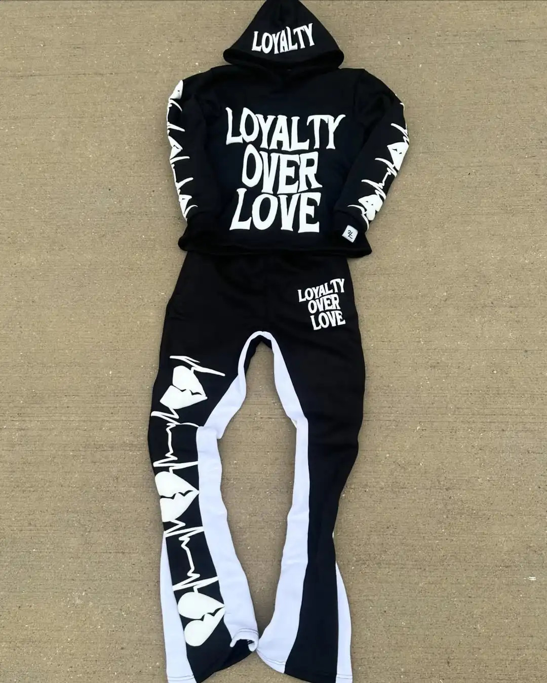 Y2K American retro letter print hoodie autumn and winter style fashionable casual street punk sport hip-hop sweatshirt pants 250823