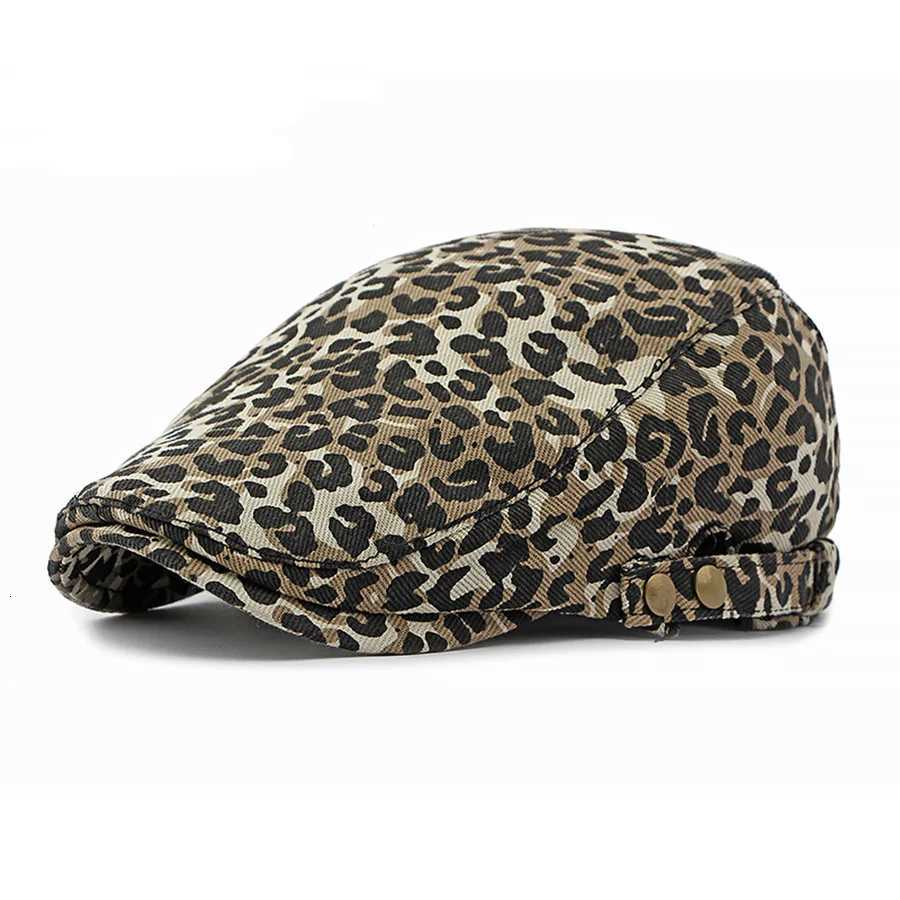 Fashion Yk2 Style Newsboy Cap Retro Leopard Impression plate peintre de peintre pour femmes