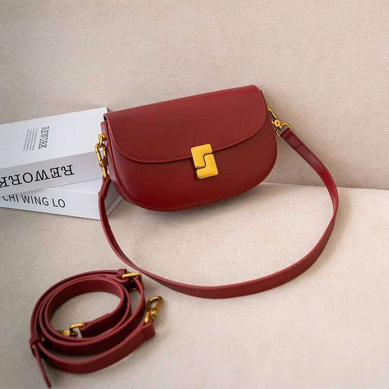 Designer Bags Genuine Leather Red Shoulder Woman Minimalist Crossbody Cowhide Handbags Female Armpit Bag Luxury Bag