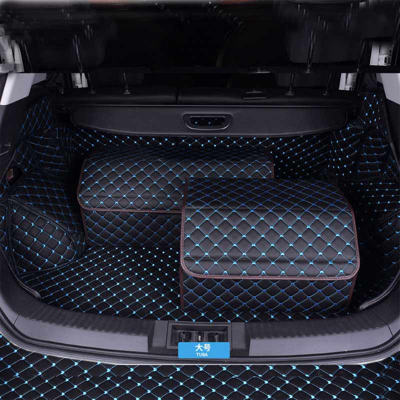 Boîte d'organisateurs de tronc de voiture multi-fonction bleu noir, sac de rangement de grande capacité rangement des boîtes de rangement rangeme