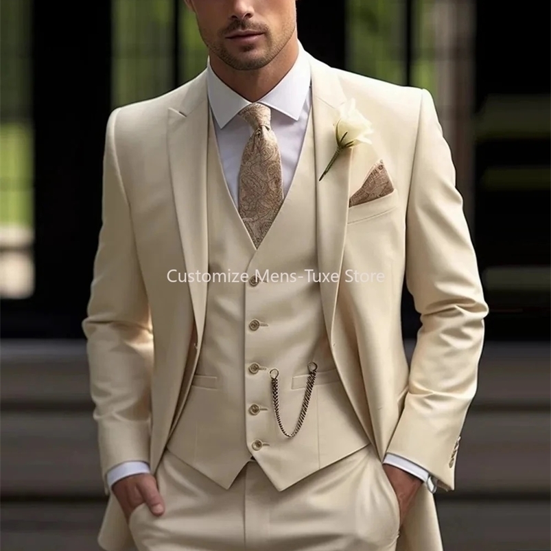 Beigne costume masculin smoking smokings formel 3 pièces veste veste pantalon pantalon poitrine simple foi du marié arme-toi de bal de mariage Pa