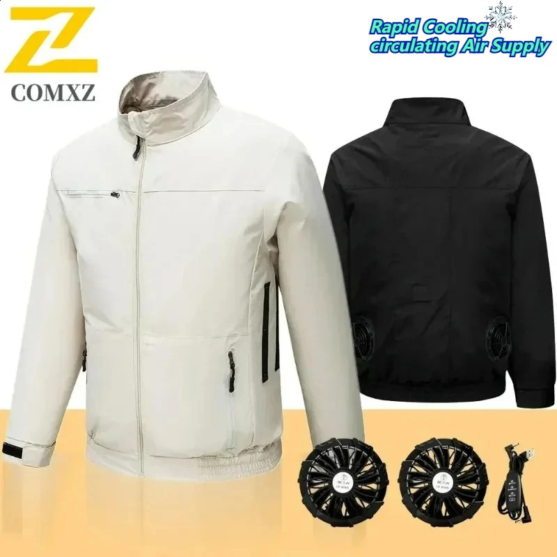 Cool Jacket Mens Weather Work 2 Fan Coat USB Refrigeration Air Conditioning Clothes Women Body Cooling Fishing Clothes Vest250822
