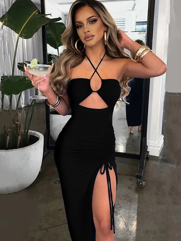 Sleeveless Sexy Female Midi Backless Dresses Slim Night Club Party Womens Dress Bodycon Vestidos Elegantes Para Mujer 250815