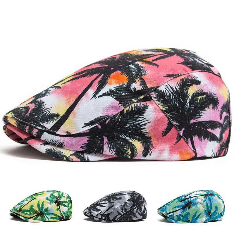 Vacation Style Men Women Beret Summer Fashion Print Cotton Soft Top Beach Visor Hat Casual Painter Berets Unisex Adjustable XJ250823