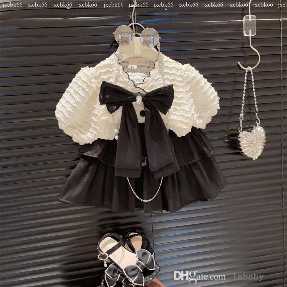 New style Kids Clothes Baby Girls Skirt Set Elegant Cute Style Two Piece Dress Puff Short Sleeve Butterfly Top Cake Skirts 2025 Summer Fashion Ch-image-1072288837