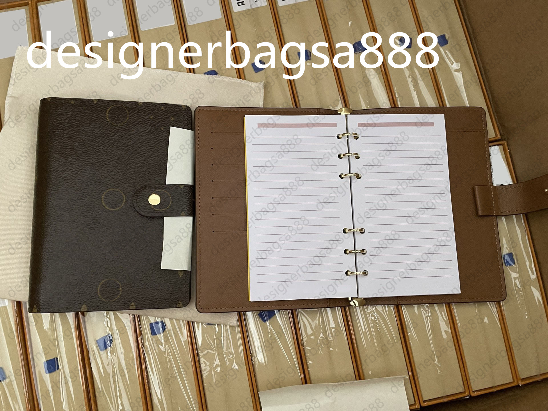 TOP Quality Agenda Holder Case Planner With Box Waterproof Ring Notebook Cover Work Meeting Note Calendar Luxury Designer Wallet Credit Card Case le
