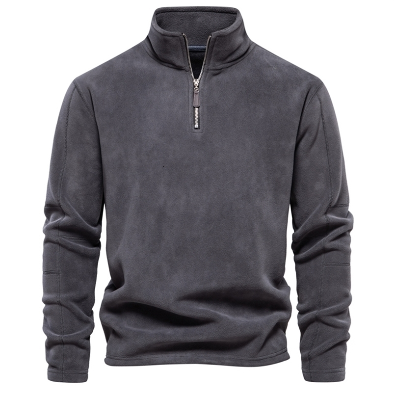 AIOPESON Quality Thicken Warm Fleece Jacket for Men Zipper Neck Pullover Mens Sweatshirt Soft Shell Mens Jacket250822ww