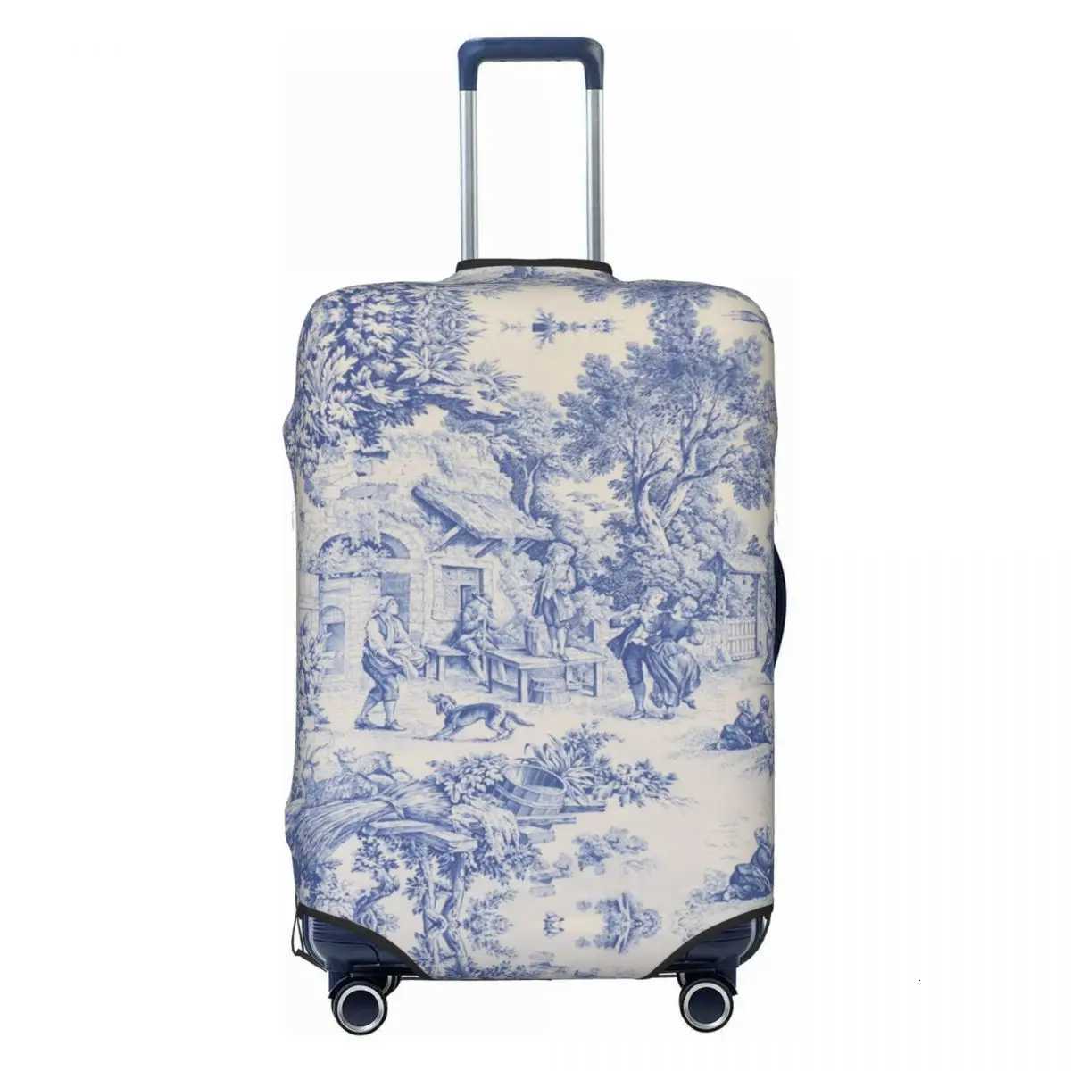 Classic Classic French Toile de Jouy Navy Blue Motif MOTIF COUVERTURE ELASTIQUE COVERS DE VOLACHE DE VOYAGE ÉLASTIQUE COVERS POUR 18-32 POUC W250