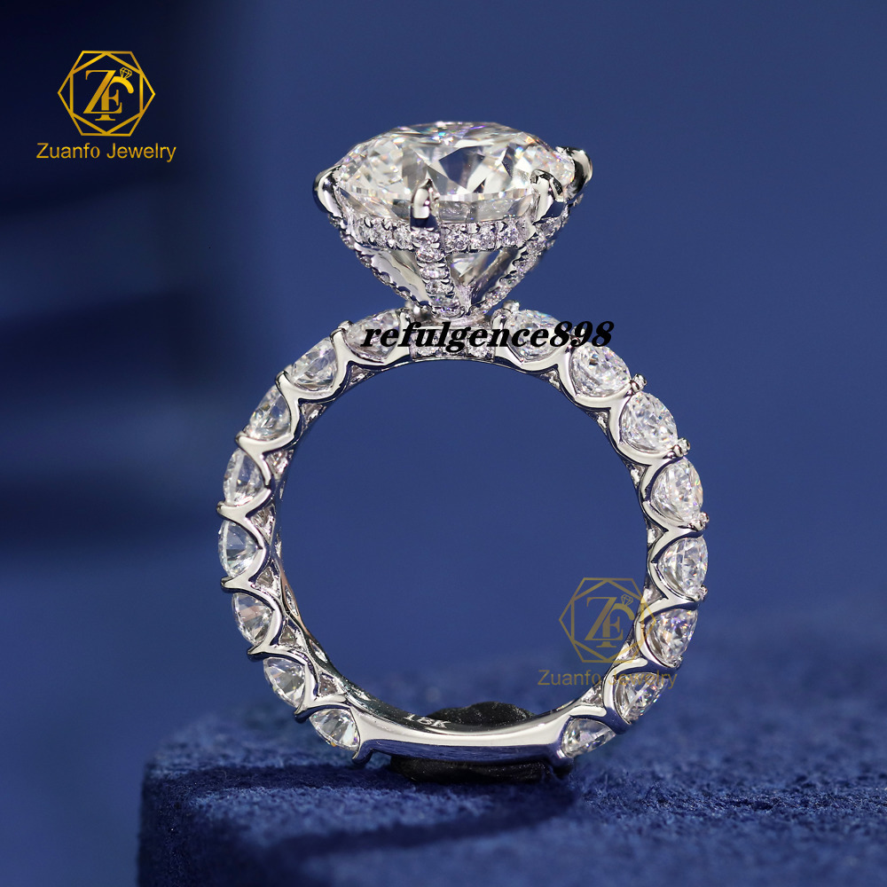 Luxury 14K/18K Solid White Gold Cut Lab-Grown Diamond Ring IGI/GRC Certificate for Engagement Wedding