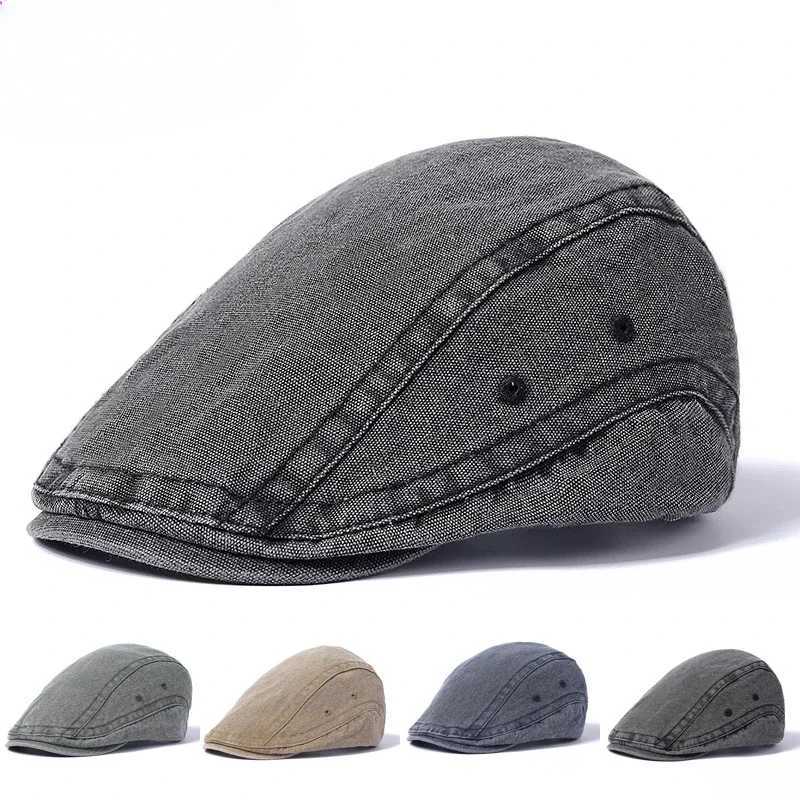 2025 New Styles Spring and Summer Retro Distressed Denim Mens Beret British-style Womens Visor Newsboy Cap and Painters Hat XJ250823