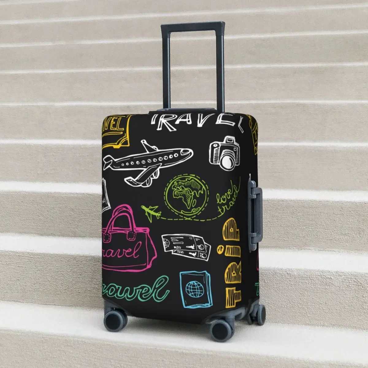 Couverture de valise de voyage doodle abstraite géométrique voyage de croisière vacances accessoires de bagages utiles Protecteur W250823
