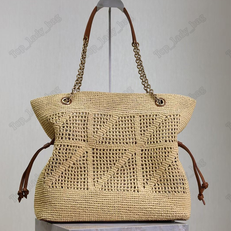 Jamie Shopping Lafite Grass Handbag New handmade Lafite grass woven bag Underarm Bag Big tote bag vacation style beach bag Shoulder bag Versatile Fa
