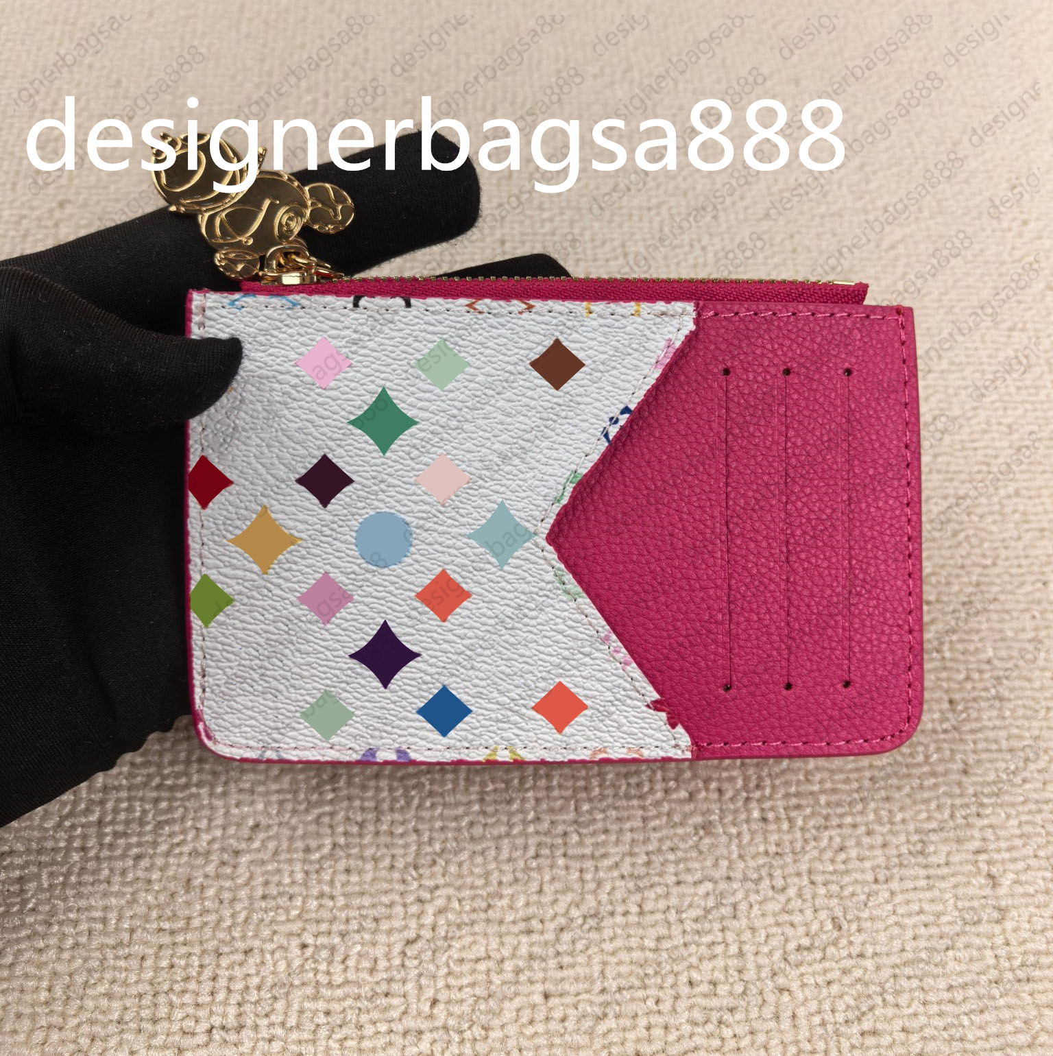 Top takashi murakami holder coin purses luxury designer women panda folding wallet credit card holder key pouch zippy coin new fashion men credit 13