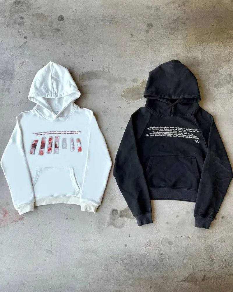 Harajuku Gothic Y2K Streetwear Hip Hop Punk Loose Graphic Hoodie Men Trendy American Retro Letter Print Oversized Sweatshirts 250818