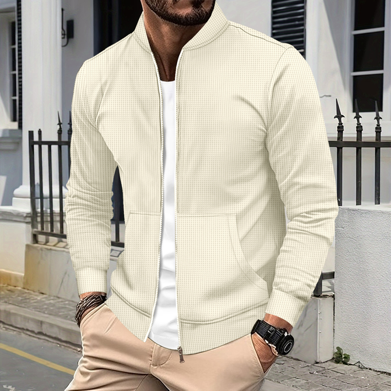 Fashion décontractée pour hommes vendant une veste de baseball à glissière de couleur solide poche manteau longsleed w250822