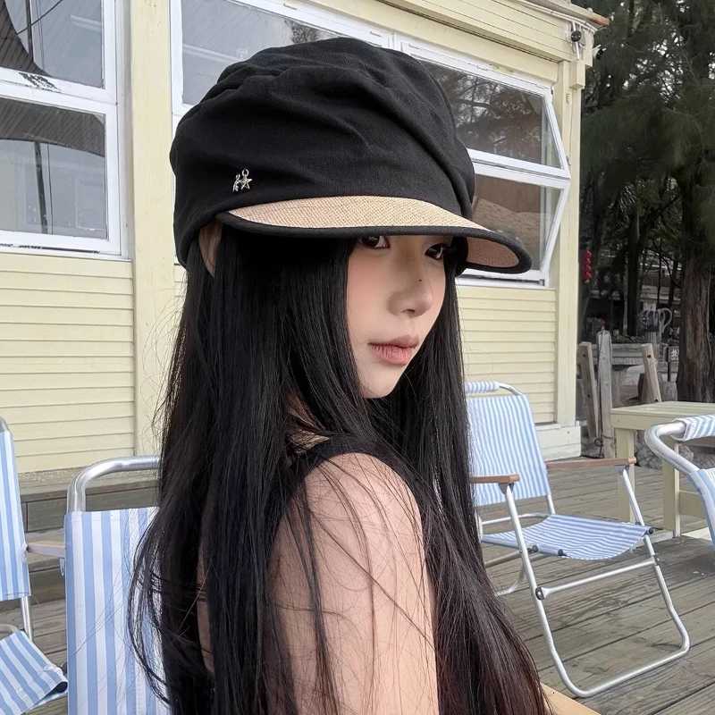 Janese Retro Pleated Design Flat-top Berets C for Women Spring and Summer Travel Casual Versatile Literary Equestrian Hat XJ250823
