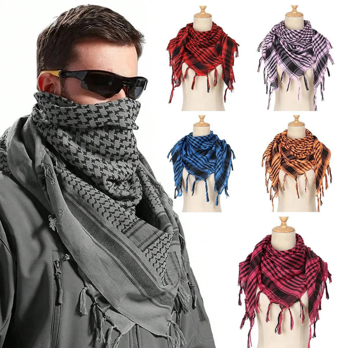 Houndstooth arabes hommes châle châle désert écharpe tactique grille de printemps hiver