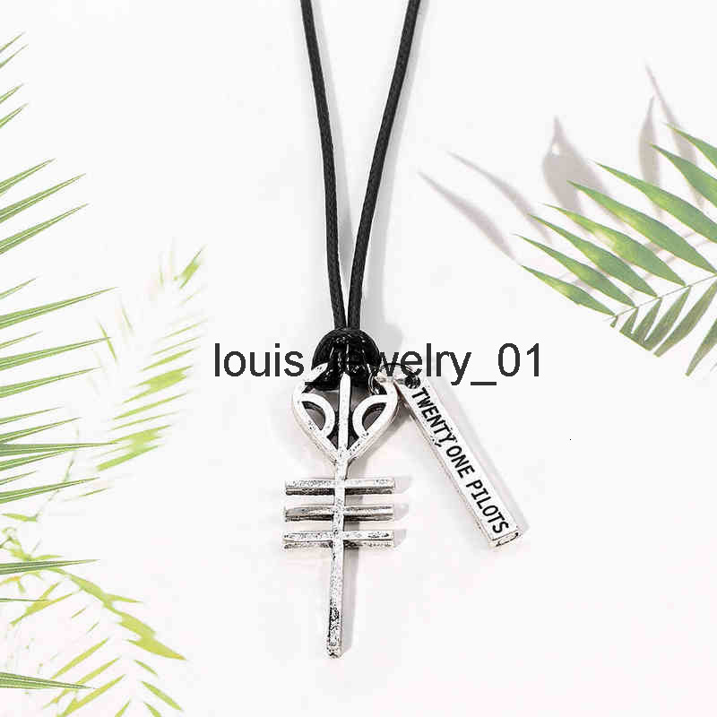 Punk 21 Twenty One Pilots Rock Band Skeleton Necklaces Pendant Cord BFF Best Friend Necklace for Men Women Music Hip Hop Jewelry G220310