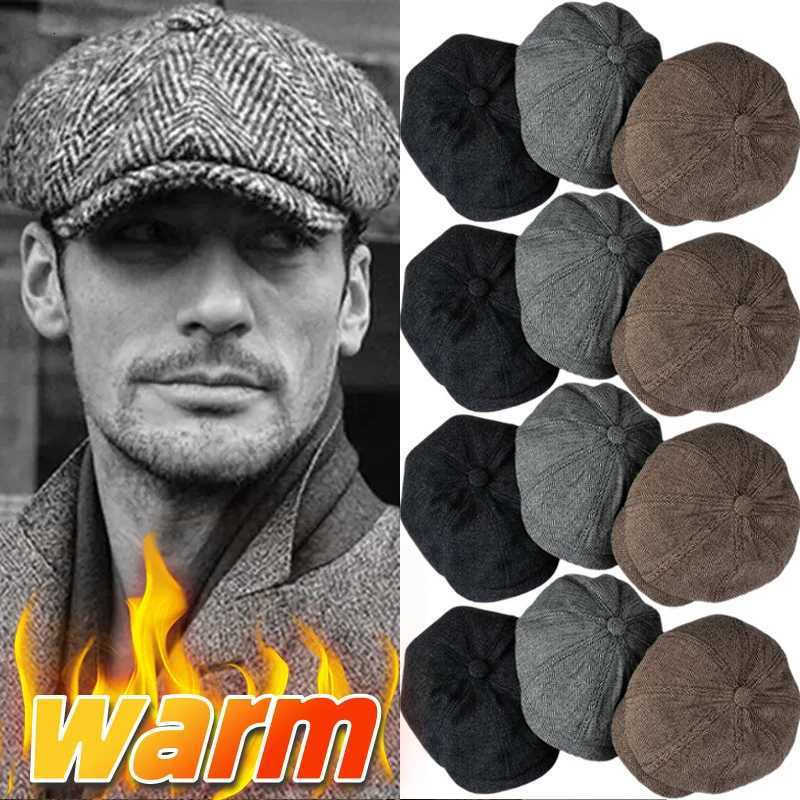 2025 Retro Mens Octagonal Hats British Painters Hats Autumn Winter Berets Herringbone Flat Caps Hip Hop Berets Wholesale XJ250823