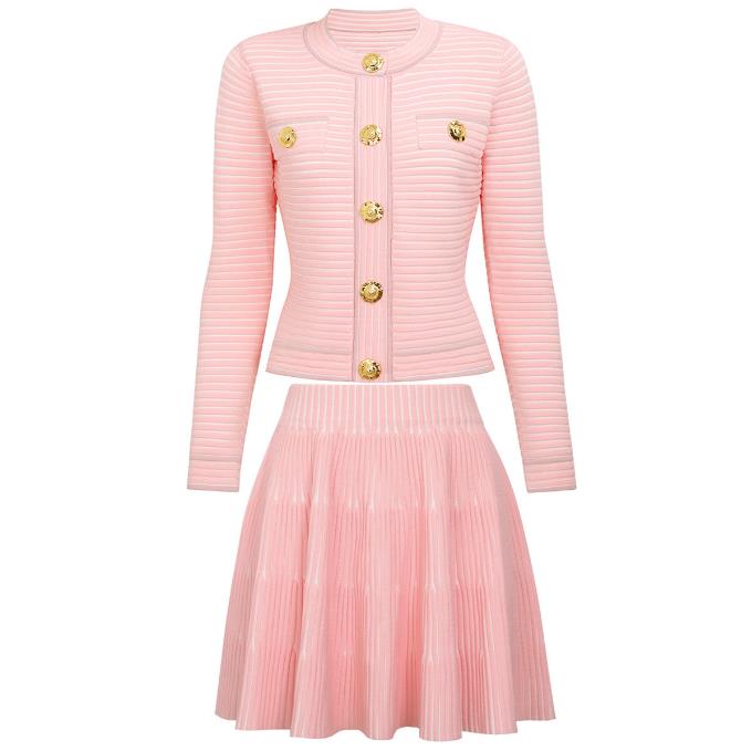 805 xxl 2025 Milan Style Autumn Brand Sême style deux pièces de la jupe courte blanche Empire Empire à manches longues Robe Mansh