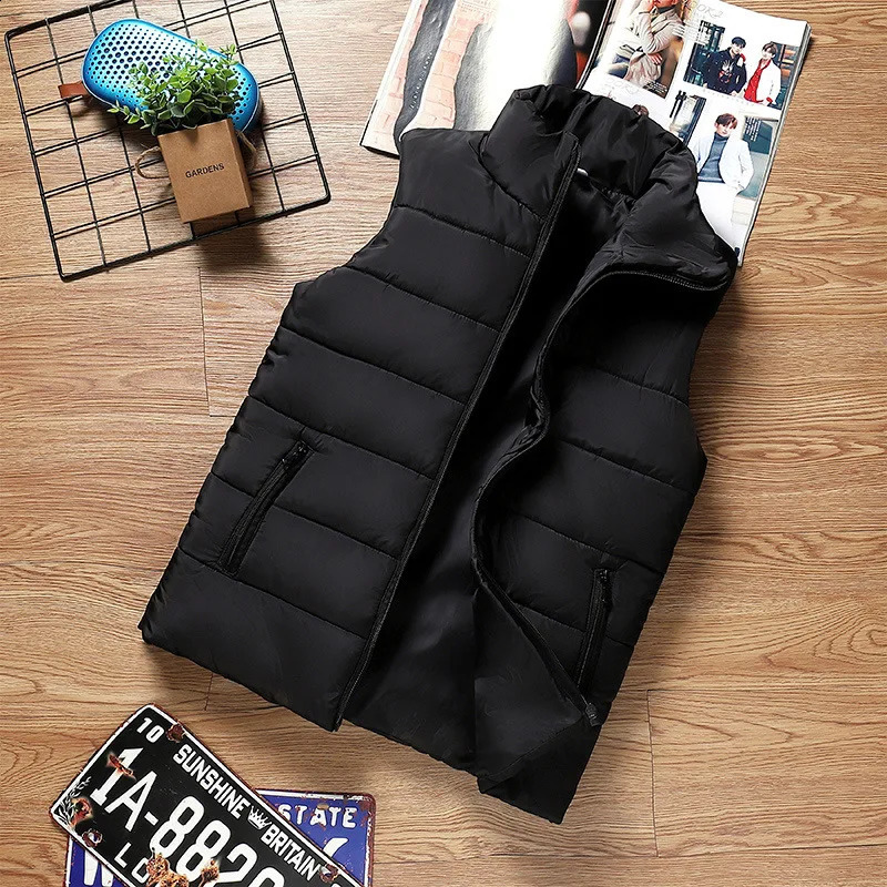 Mens Vest Jacket Warm Sleeveless Jackets Winter Waterproof Zipper Coat Autumn Stand-up Collar Casual Waistcoat Clothing250822