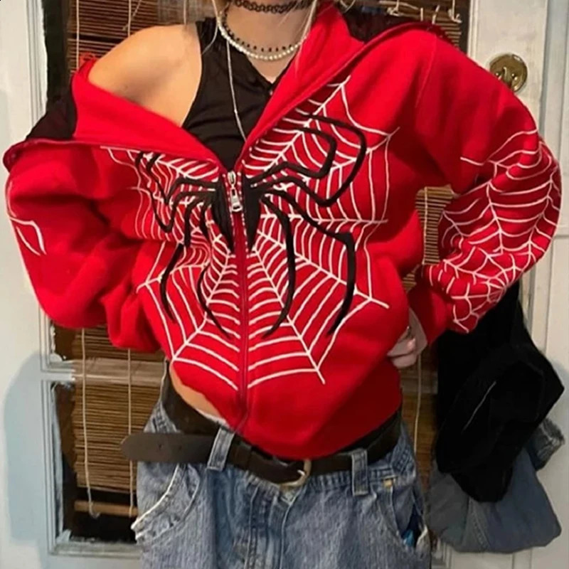Y2k Rhinestone Skeleton Hoodies Women Gothic Black Zip Up Oversized Sweatshirts Female Retro Harajuku Hooded Jackets Streetwear 250819