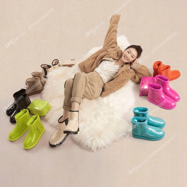 Australia australian warm boots designers womens classic clear Winter snow boot Full fur Fluffy furry Satin Ankle bow Australie Booties slippers b8