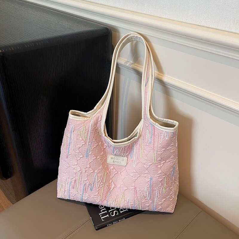 Fashion Casual Shoulder 2025 New Canvas Personality Vintage Striped Colorful Commuter Large Capacity Tote Bag