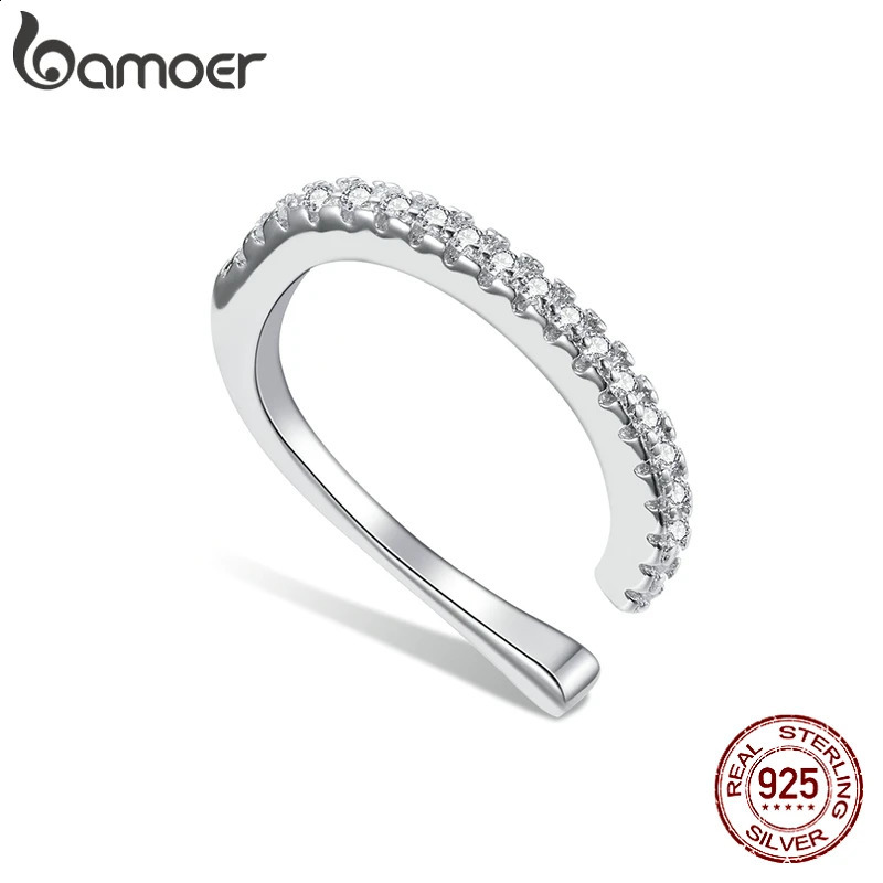 Mono-earring Silver Simple Ear Clip Earring 925 Sterling Silver Whilte Zircon Earring Gift for Girl Fine Jewelry SCE1022 250818