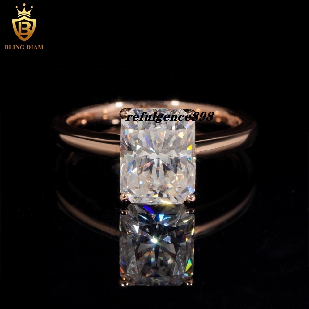 D Color VVS Moissanite Diamond GRA Certificated Ready Shipping Fine Jewelry 14K Rose Gold Engagement Wedding Ring