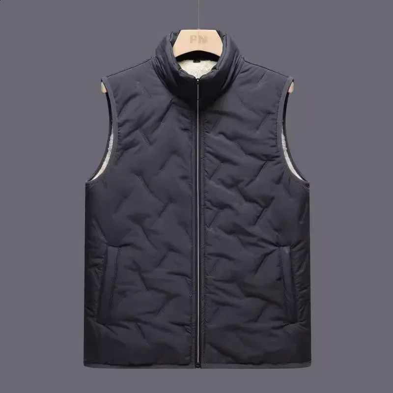 Mens Ultrasonic Fleece-Lined Cotton Vest Casual Fashionable Warm Dads Style Motorcycle Rider Vest Cotton Backed250822