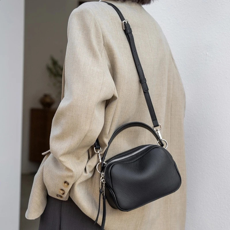 Genuine Leather Womens Shoulder Bag - Small Square Top-Layer Cowhide Handbag for Phone Essentials 250818