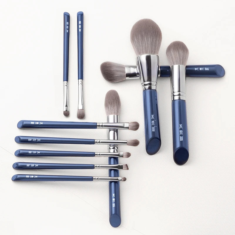 MyDestiny Azure Blue 11pcs Makeup Brush Set Kit Super Soft Fiber High Quality Face Eye Foundation Eyeshadow Powder Brush 250818